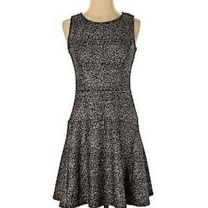 Aqua Metallic Knit Sleeveless Fit and Flare Mini Dress